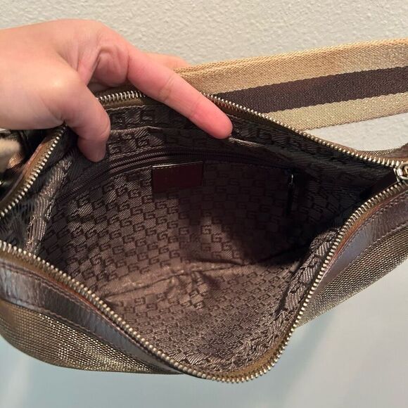 GUCCI Sherry Line Shoulder Bag Canvas Bronze Beige Brown - Picture 6 of 16